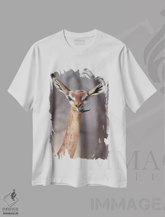 تیشرت سفید طرح دار – تیشرت گرافیکی ,جرنوک زبان باز اثر موگنس تروله immage.ir
