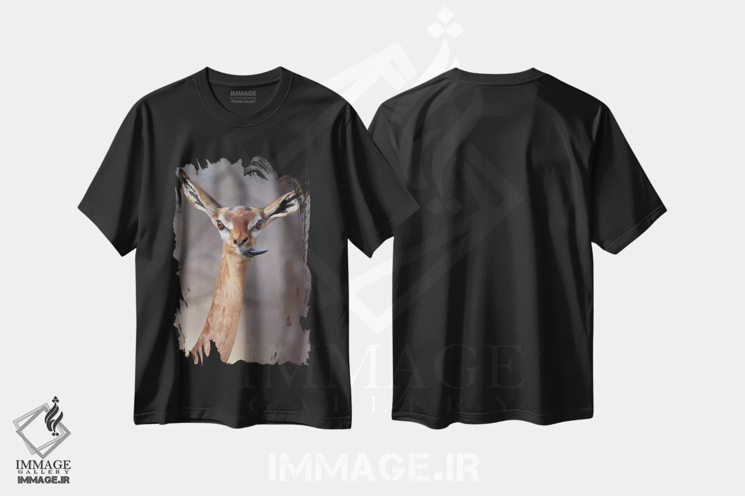 تیشرت مشکی طرح دار – تیشرت گرافیکی ,جرنوک زبان باز اثر موگنس تروله فروشگاه ایماژ