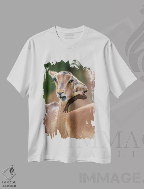 تیشرت سفید طرح دار – تیشرت حیوانات ,ایمپالای دو سر اثر موگنس تروله فروشگاه ایماژ