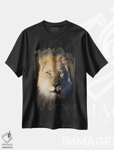 تیشرت مشکی طرح دار – تیشرت حیوانات ,شیر با یال سیاه اثر موگنس تروله فروشگاه ایماژ