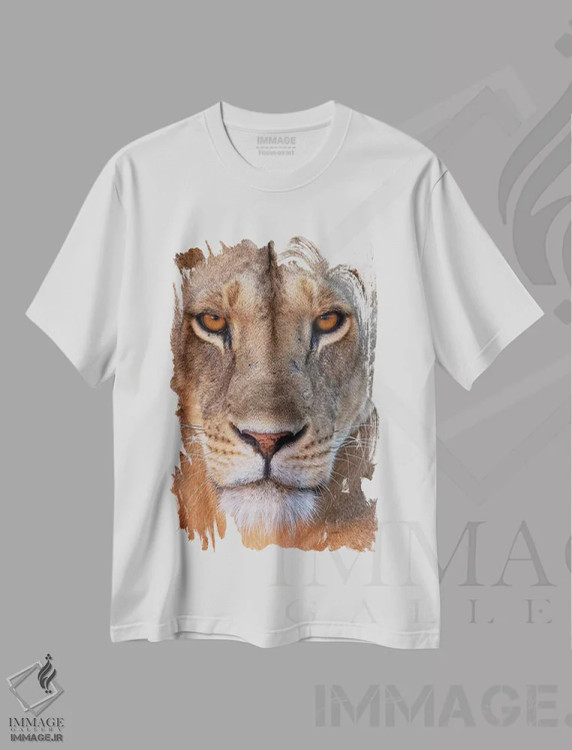 تیشرت سفید طرح دار – تیشرت عکاسی ,شیر ماده تماس چشمی کنیا اثر موگنس تروله immage.ir