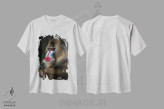 تیشرت سفید طرح دار – تیشرت حیوانات ,مندرل ژست گرفته اثر موگنس تروله فروشگاه ایماژ