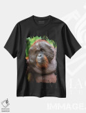 تیشرت مشکی طرح دار – تیشرت حیوانات ,لبخند اورانگوتان نر بورنئو اثر موگنس تروله immage.ir