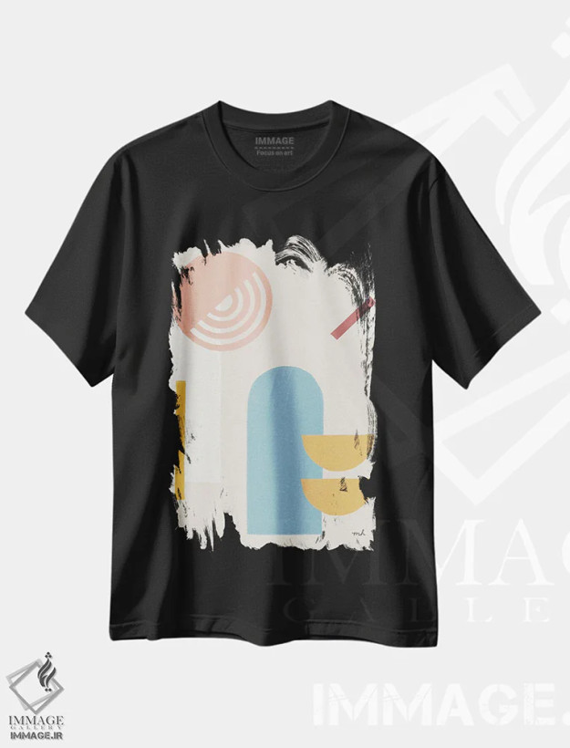 تیشرت مشکی طرح دار – تیشرت هنری ,آرامش خوش فرم اثر موایرا هرشی فروشگاه ایماژ