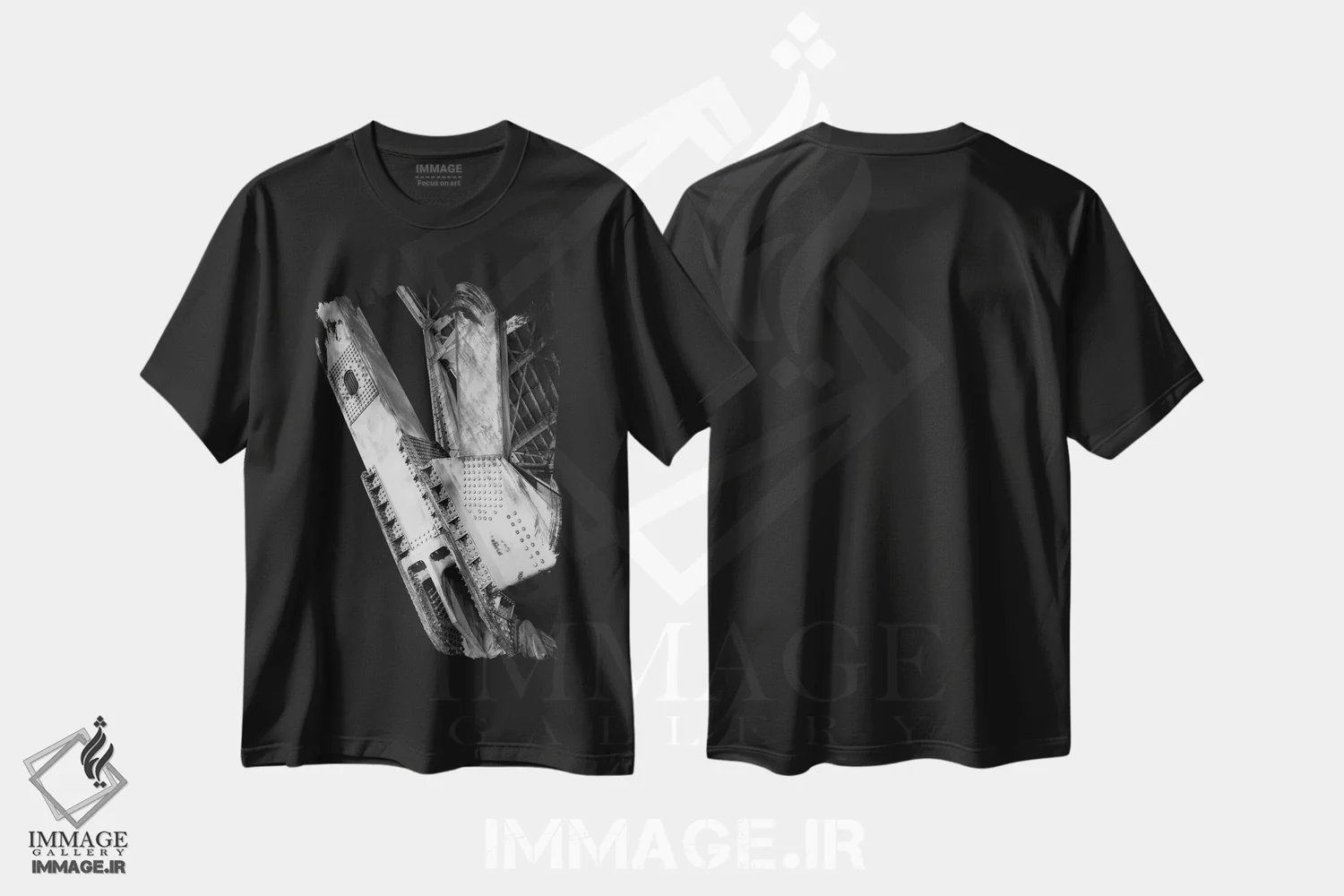 تیشرت مشکی طرح دار – تیشرت صنعتی ,شهر صنعتی شماره اثر موایسس لوی فروشگاه ایماژ