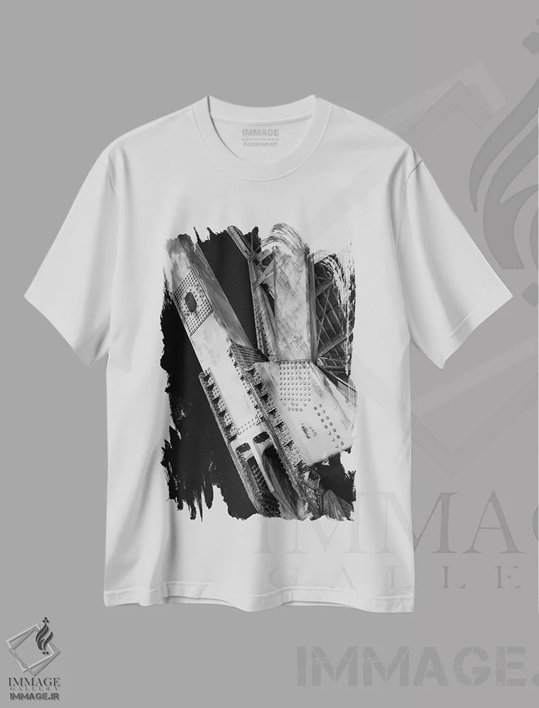تیشرت سفید طرح دار – تیشرت صنعتی ,شهر صنعتی شماره اثر موایسس لوی immage.ir