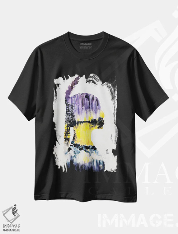 تیشرت مشکی طرح دار – تیشرت هنری ,انعکاس ها اثر مورگان اورتون فروشگاه ایماژ