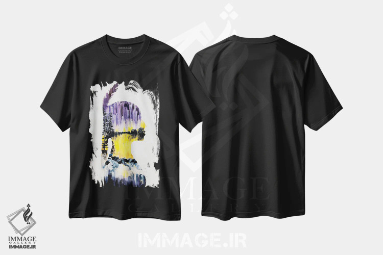 تیشرت مشکی طرح دار – تیشرت هنری ,انعکاس ها اثر مورگان اورتون فروشگاه ایماژ