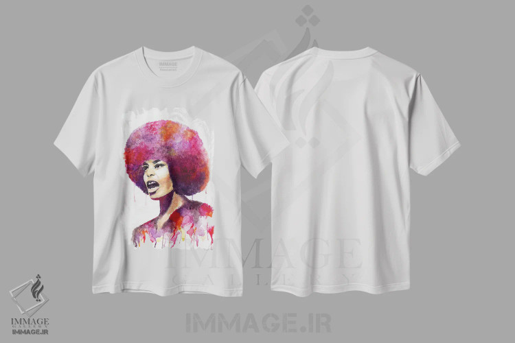 تیشرت سفید طرح دار – تیشرت هنری ,آنجلا دیویس اثر مورگان اورتون immage.ir