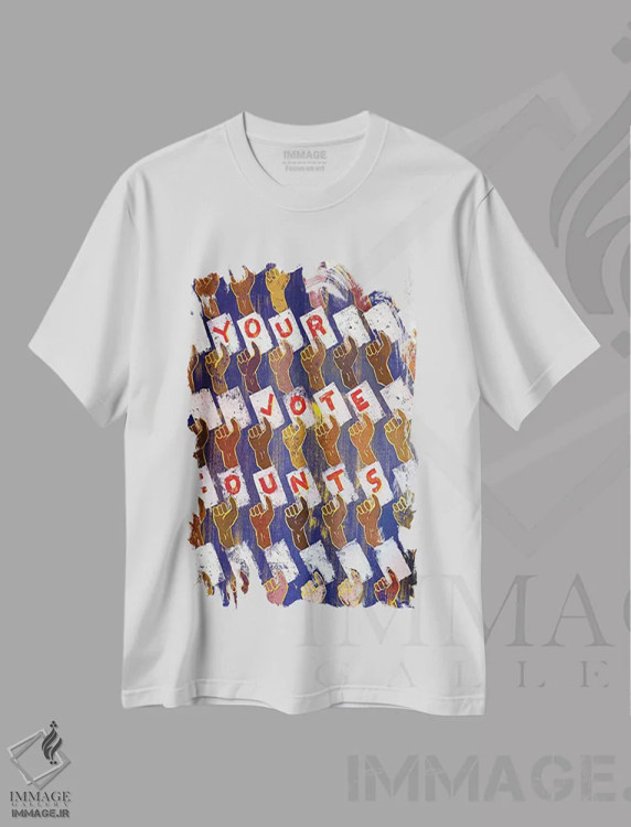 تیشرت سفید طرح دار – تیشرت اعتراضی ,رأی تو مهم است اثر مورگان اورتون فروشگاه ایماژ