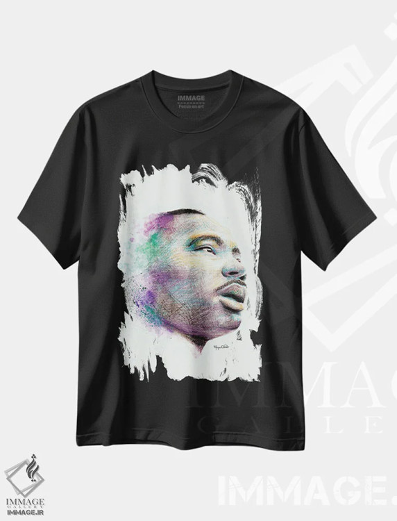 تیشرت مشکی طرح دار – تیشرت پرتره تاریخی ,شاه اثر مورگان اورتون immage.ir