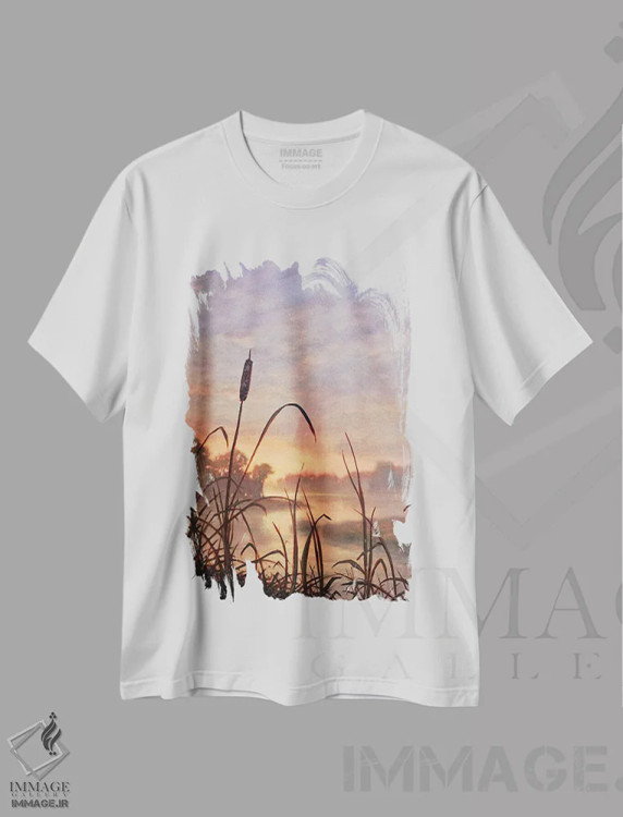 تیشرت سفید طرح دار – تیشرت طبیعت لطیف ,میان پرده اثر مایکل اورویک فروشگاه ایماژ