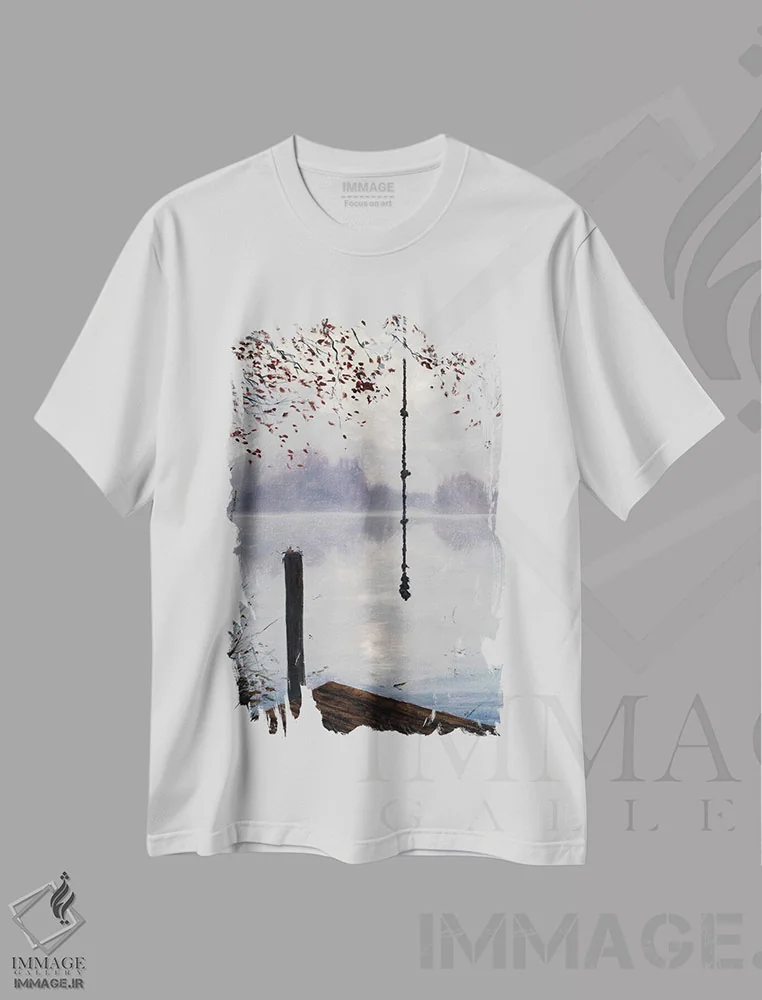 تیشرت سفید طرح دار – تیشرت طبیعت گردی ,تاب طنابی اثر مایکل اورویک immage.ir