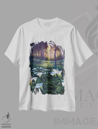 تیشرت سفید طرح دار – تیشرت گل ,مسیر زانتدشیا - گل های کالا اثر مایکل اورویک فروشگاه ایماژ