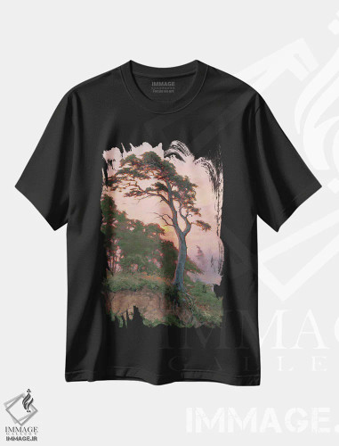 تیشرت مشکی طرح دار – تیشرت طبیعت کوهستانی ,تحمل کن اثر مایکل اورویک فروشگاه ایماژ