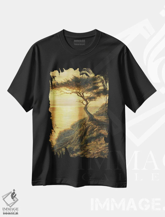 تیشرت مشکی طرح دار – تیشرت منظره اقیانوس ,نجوای اقیانوس اثر مایکل اورویک immage.ir