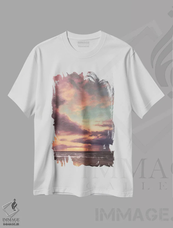 تیشرت سفید طرح دار – تیشرت آسمان ,مد طوفانی اثر مایکل اورویک immage.ir