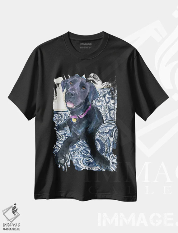 تیشرت مشکی طرح دار – تیشرت حیوانات ,توله سگ آبی پوش اثر مولی اِی. پول فروشگاه ایماژ
