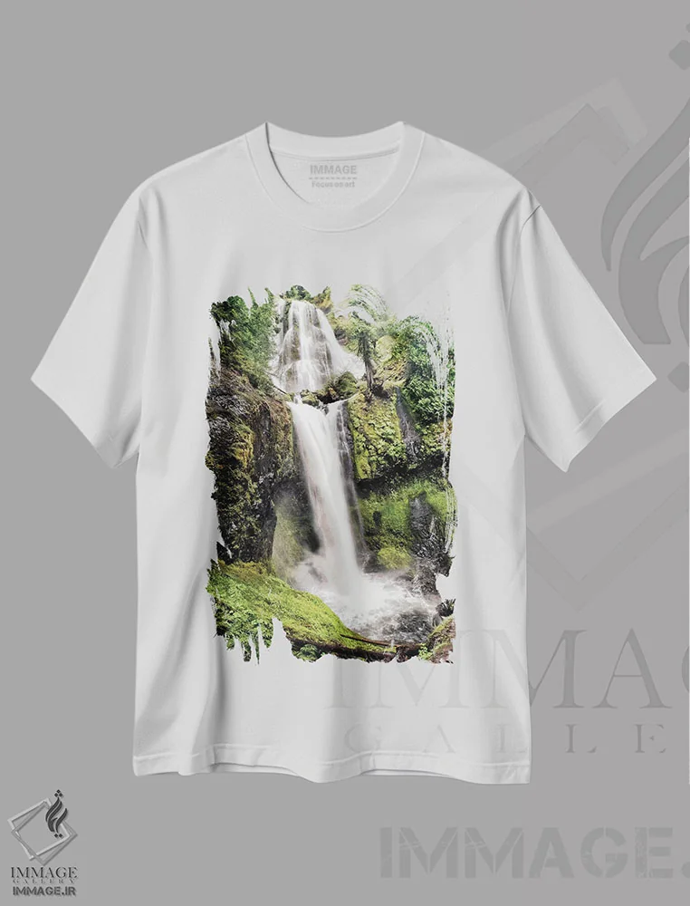تیشرت سفید طرح دار – تیشرت طبیعت ,آبشار اثر عکاسی ام اسکات immage.ir