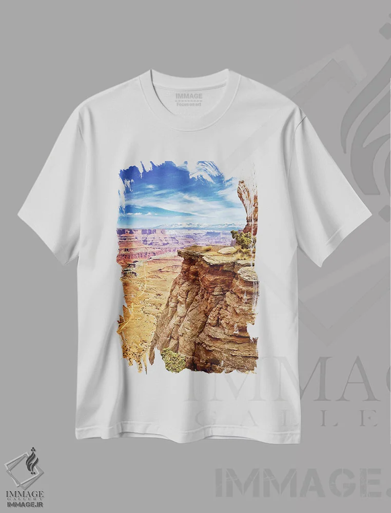 تیشرت سفید طرح دار – تیشرت طبیعت ,صخره قرمز موآب اثر عکاسی ام اسکات immage.ir