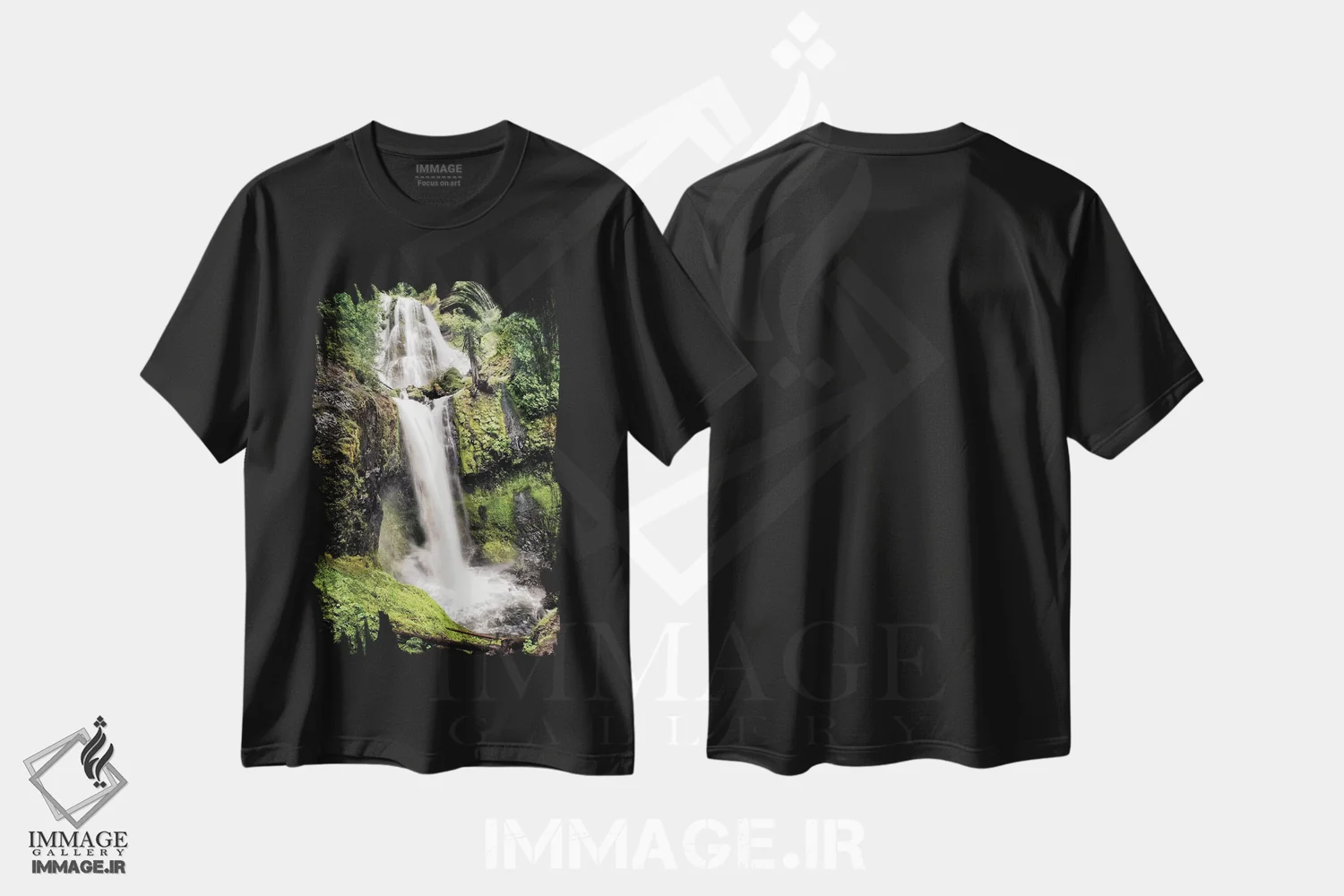 تیشرت مشکی طرح دار – تیشرت طبیعت ,آبشار اثر عکاسی ام اسکات فروشگاه ایماژ