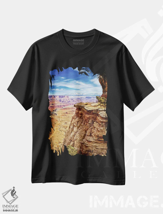 تیشرت مشکی طرح دار – تیشرت طبیعت ,صخره قرمز موآب اثر عکاسی ام اسکات فروشگاه ایماژ