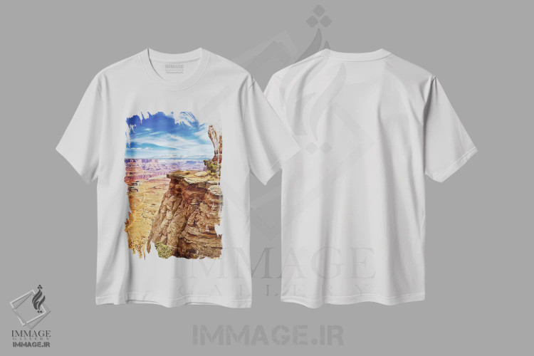 تیشرت سفید طرح دار – تیشرت طبیعت ,صخره قرمز موآب اثر عکاسی ام اسکات immage.ir