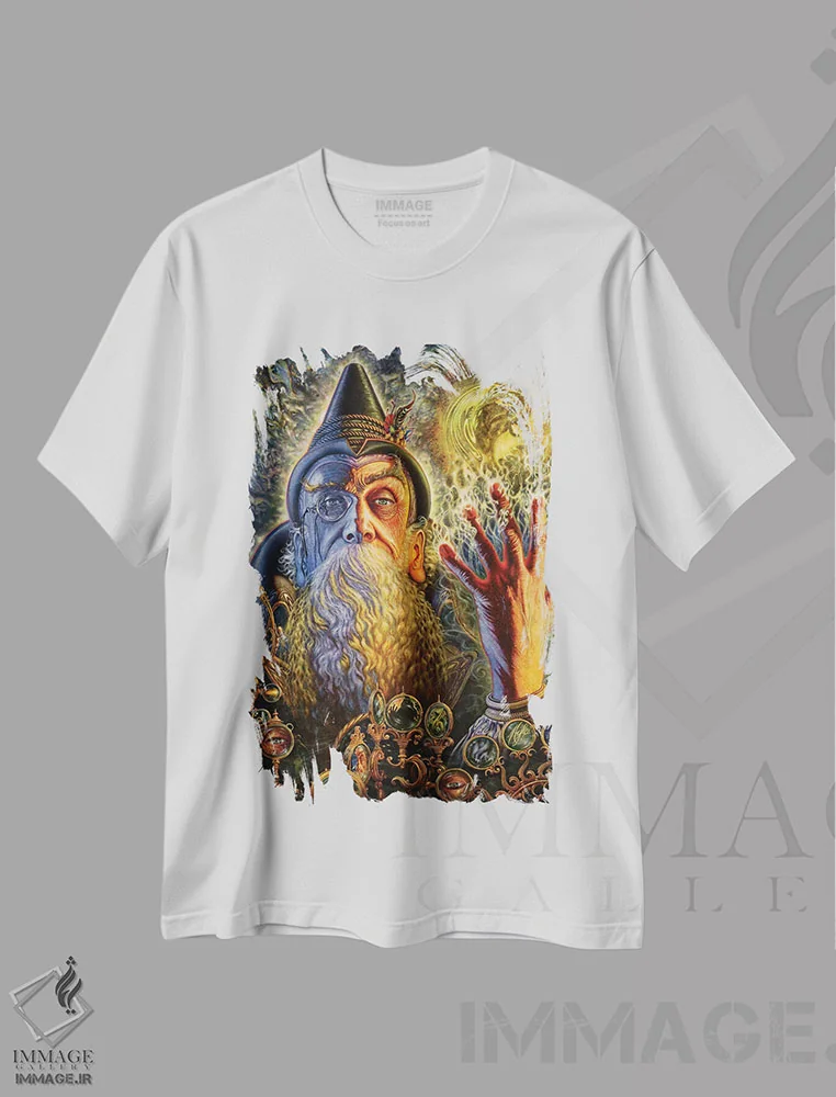 تیشرت سفید طرح دار – تیشرت فانتزی ,غیب گو اثر مایلز پینکنی immage.ir