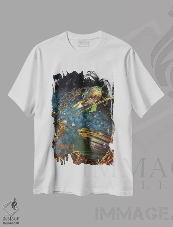 تیشرت سفید طرح دار – تیشرت فانتزی ,طاق نما اثر مایلز پینکنی immage.ir
