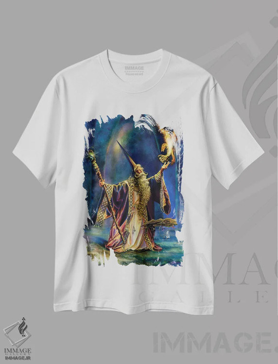 تیشرت سفید طرح دار – تیشرت فانتزی ,جادوگر اثر مایلز پینکنی immage.ir