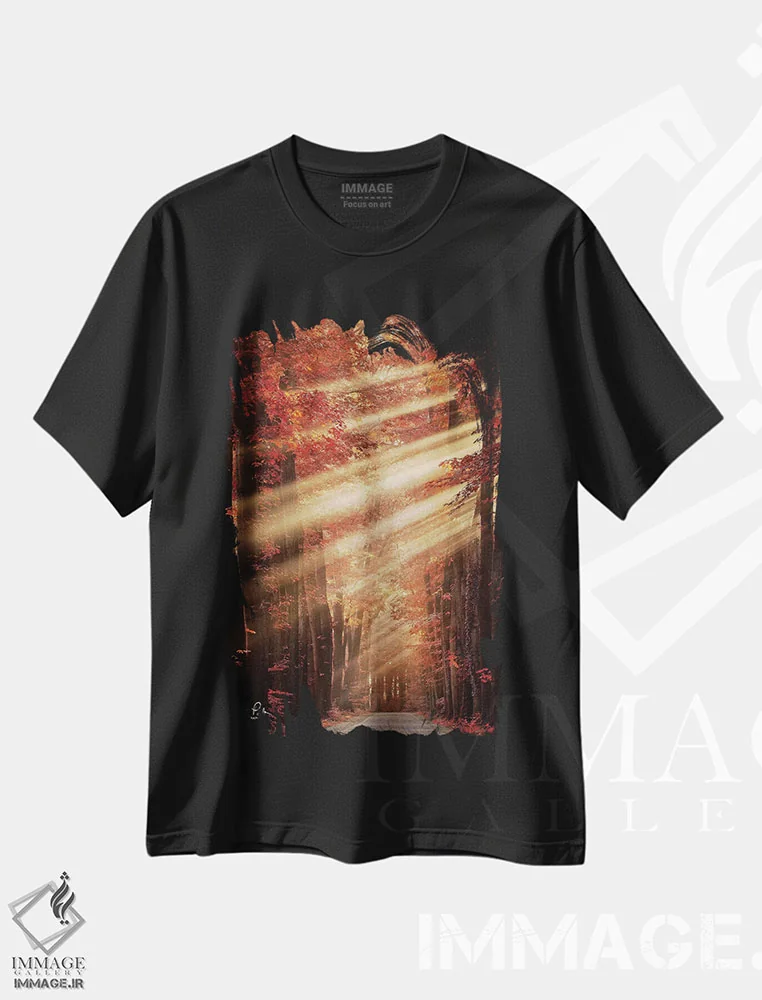 تیشرت مشکی طرح دار – تیشرت هنری ,بانوان با لباس قرمز اثر مارتین پودت immage.ir