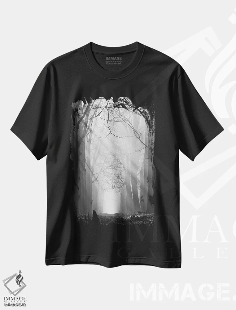 تیشرت مشکی طرح دار – تیشرت سیاه سفید ,مسیر پرتو خورشید اثر مارتین پودت immage.ir