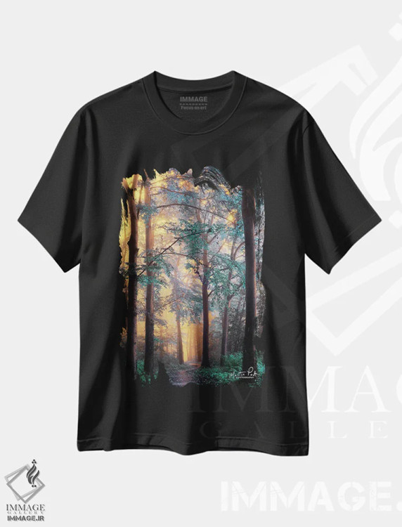 تیشرت مشکی طرح دار – تیشرت هنری ,سرزمین عجایب اثر مارتین پودت فروشگاه ایماژ