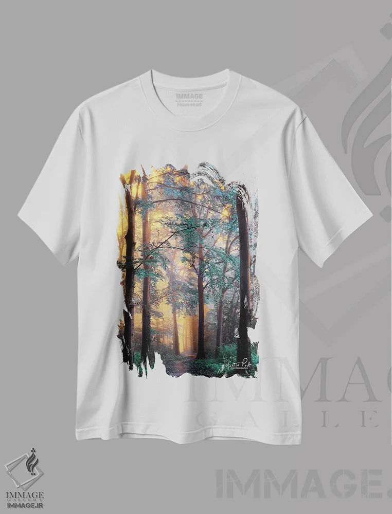 تیشرت سفید طرح دار – تیشرت هنری ,سرزمین عجایب اثر مارتین پودت immage.ir