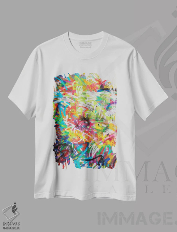 تیشرت سفید طرح دار – تیشرت انتزاعی ,جزئیات دیوار اثر مورگان پاسلیه فروشگاه ایماژ