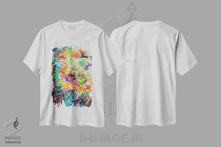 تیشرت سفید طرح دار – تیشرت انتزاعی ,جزئیات دیوار اثر مورگان پاسلیه فروشگاه ایماژ