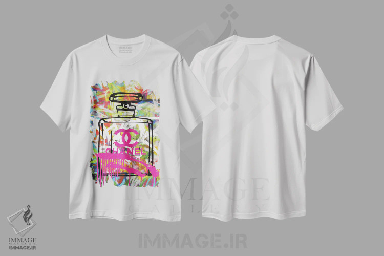تیشرت سفید طرح دار – تیشرت مد ,شنل اثر مورگان پاسلیه فروشگاه ایماژ