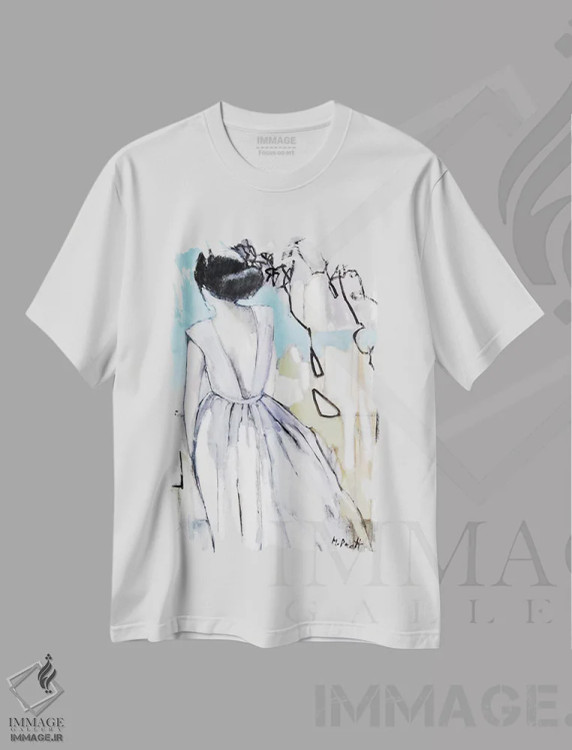 تیشرت سفید طرح دار – تیشرت هنری ,واکنش الگودار اثر مری پرت immage.ir