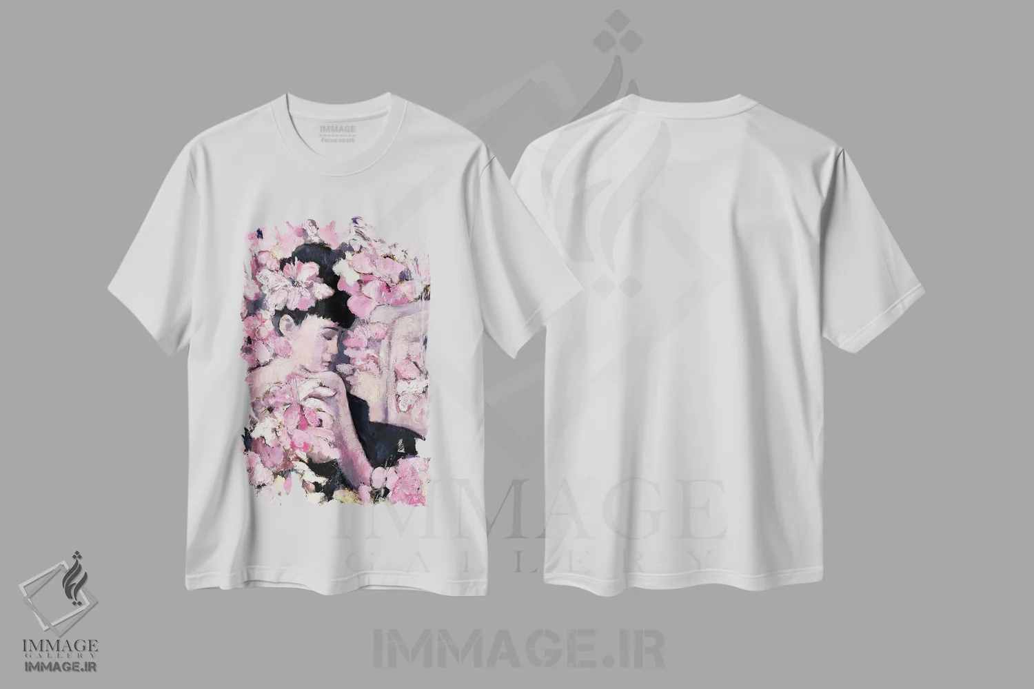 تیشرت سفید طرح دار – تیشرت پرتره زنانه ,در لطافت اثر مری پرت فروشگاه ایماژ