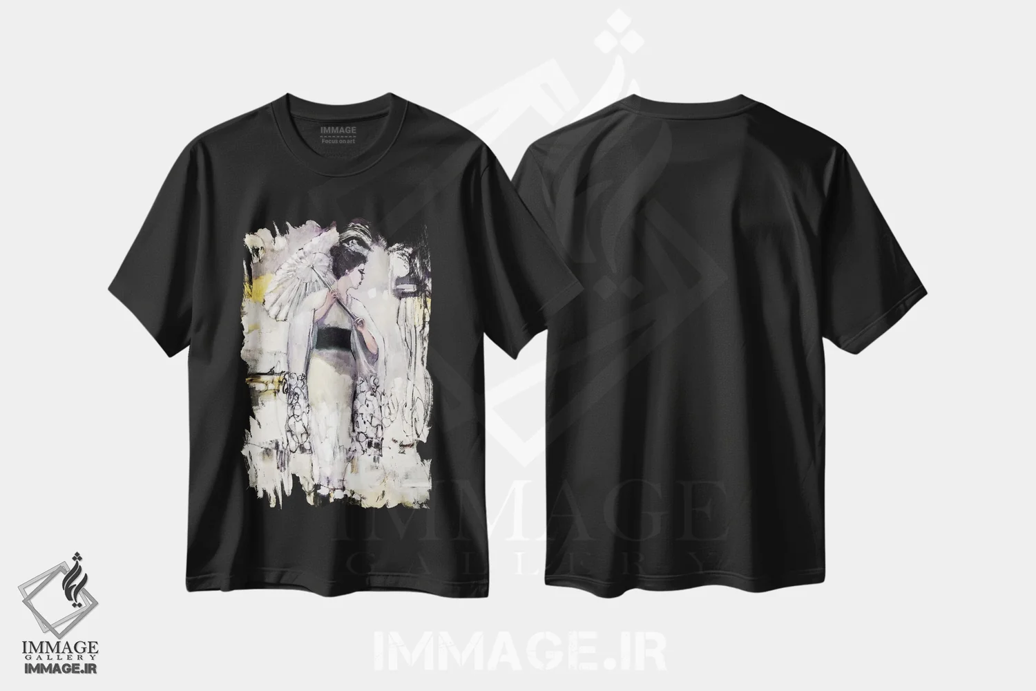 تیشرت مشکی طرح دار – تیشرت پرتره زنانه ,فضای گیشا اثر مری پرت immage.ir