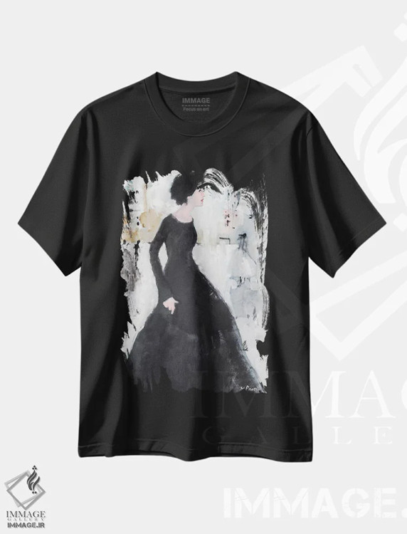 تیشرت مشکی طرح دار – تیشرت هنری زنانه ,زیبایی جانبی اثر مری پرت immage.ir