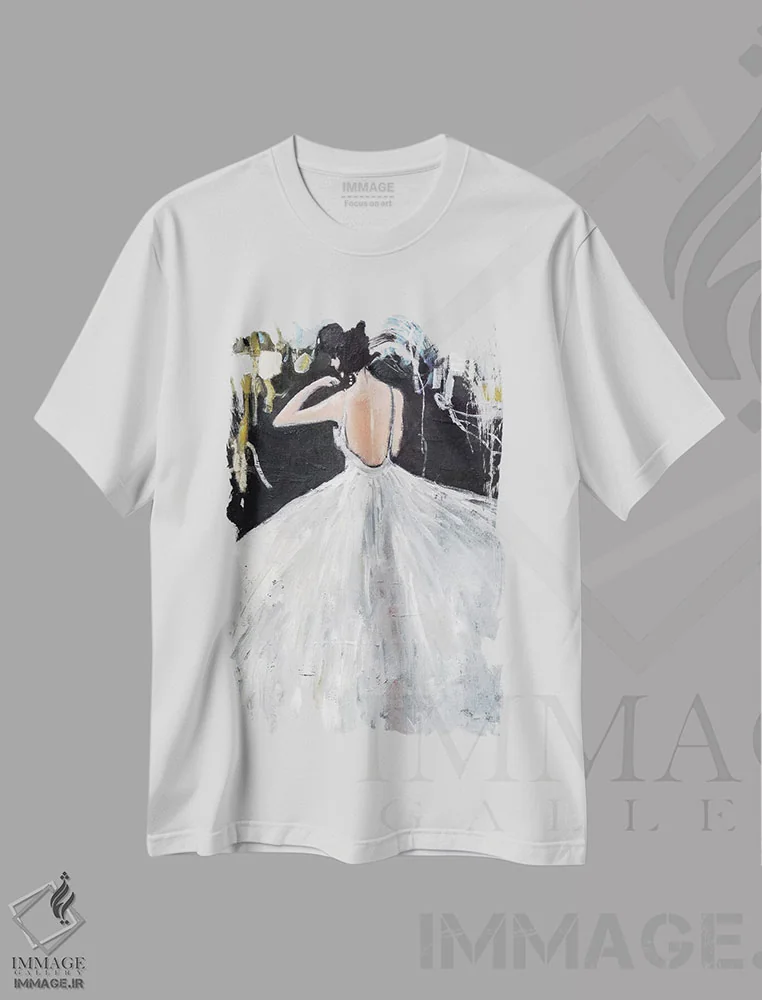 تیشرت سفید طرح دار – تیشرت هنری ,رشته های نقره ای اثر مری پرت immage.ir