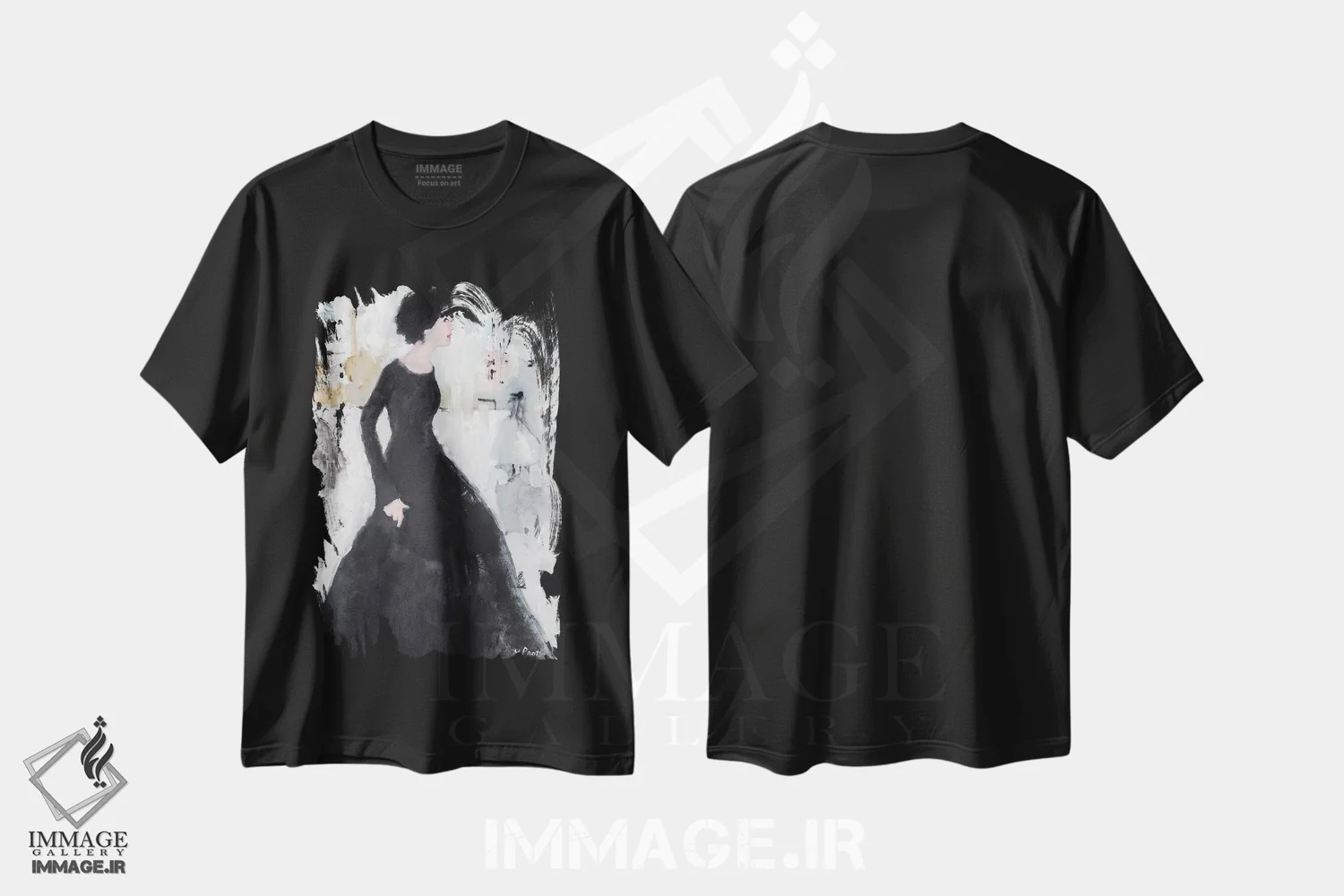 تیشرت مشکی طرح دار – تیشرت هنری زنانه ,زیبایی جانبی اثر مری پرت immage.ir