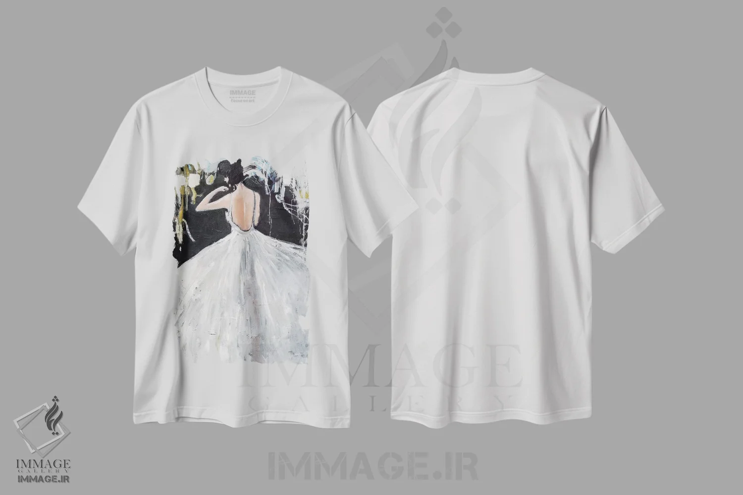 تیشرت سفید طرح دار – تیشرت هنری ,رشته های نقره ای اثر مری پرت immage.ir
