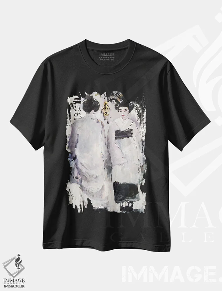تیشرت مشکی طرح دار – تیشرت ژاپنی ,گیشای آوایی اثر مری پرت فروشگاه ایماژ