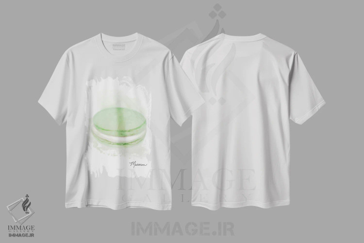 تیشرت سفید طرح دار – تیشرت خوراکی ,ماکارون سبز دسر اثر متیو پیوتروویچ immage.ir