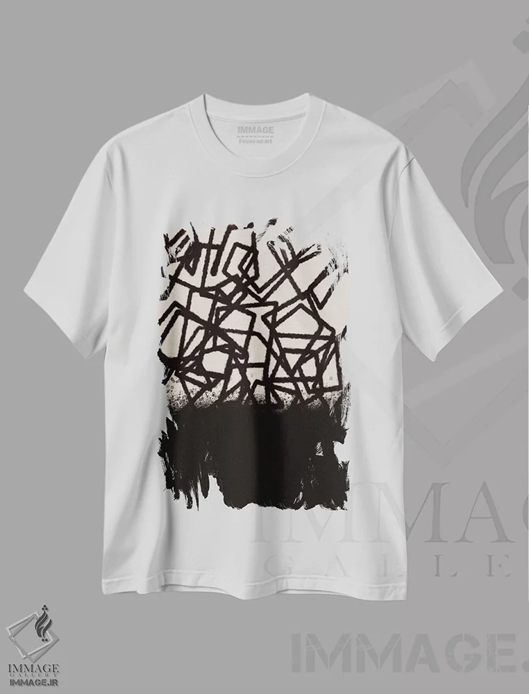 تیشرت سفید طرح دار – تیشرت گرافیکی ,آبستره مدرن چهار اثر متیو پیوتروویچ فروشگاه ایماژ