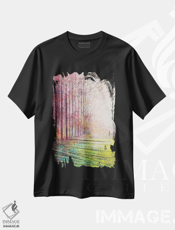 تیشرت مشکی طرح دار – تیشرت تابستانی ,شکوفهٔ درخت در نور درخشان اثر مارک تاد immage.ir