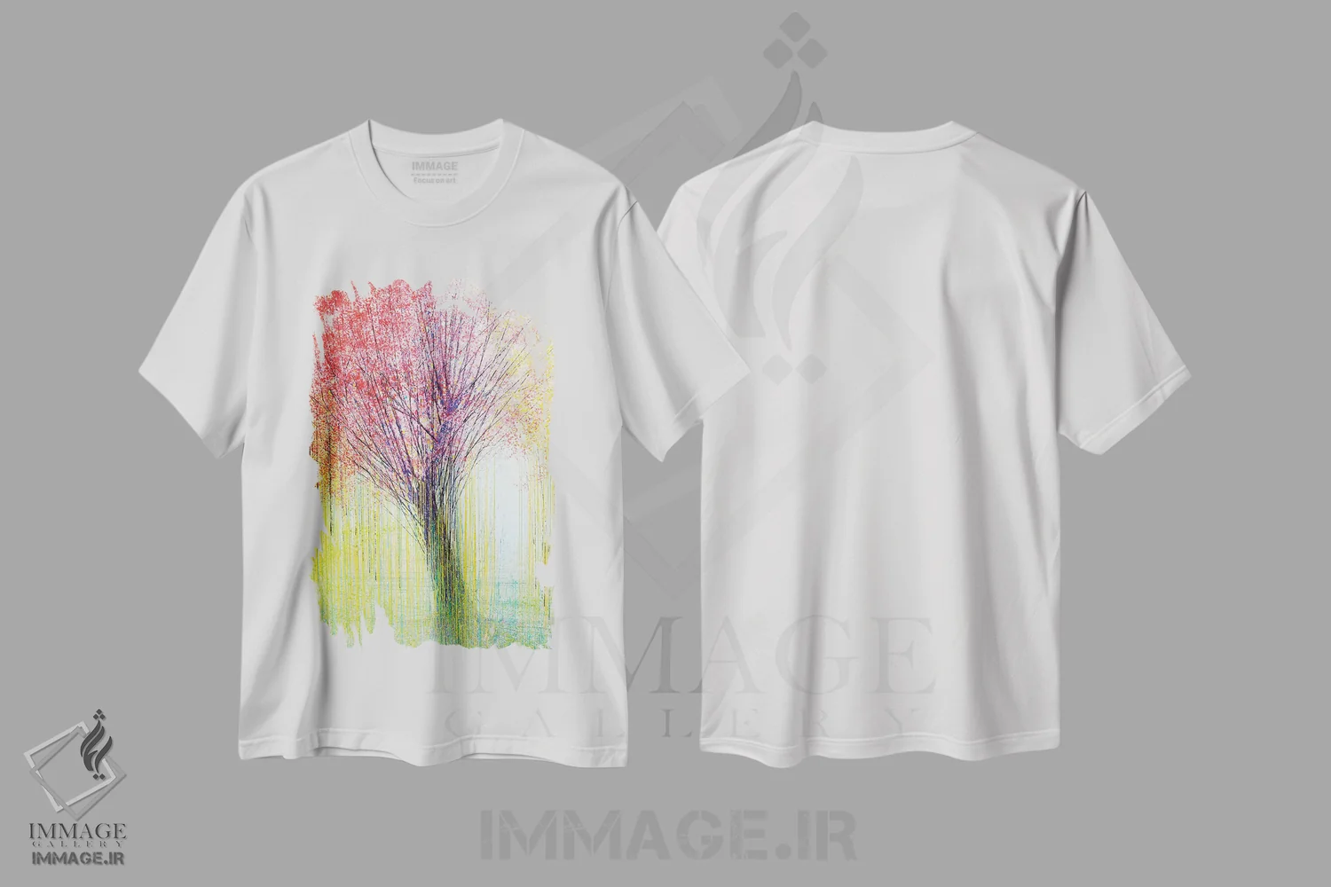 تیشرت سفید طرح دار – تیشرت بهاری ,درخت در نور بهاری اثر مارک تاد immage.ir