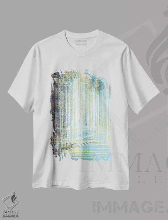 تیشرت سفید طرح دار – تیشرت طبیعت ,نور درخشان جنگل اثر مارک تاد immage.ir